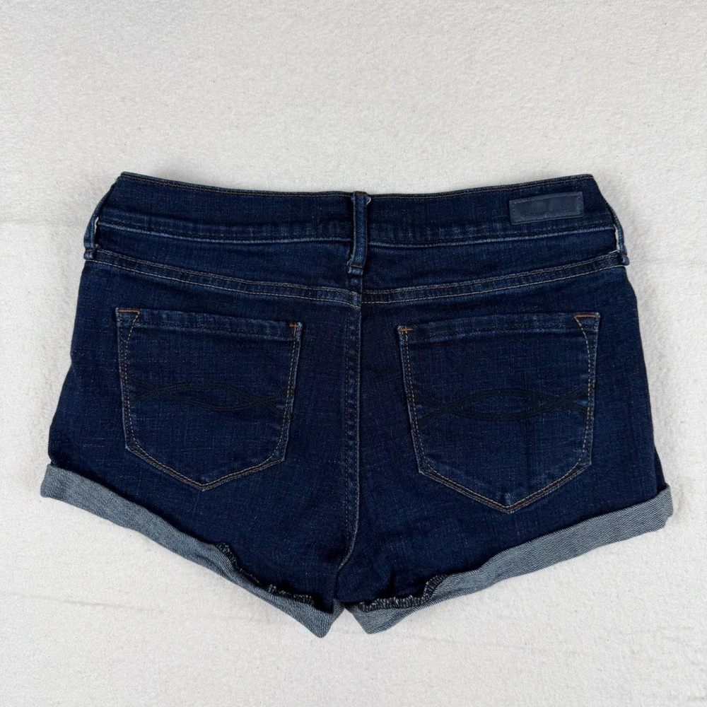 Abercrombie & Fitch Dark Wash Cuffed Denim Shorts Womens 26 2 Low Rise Indigo